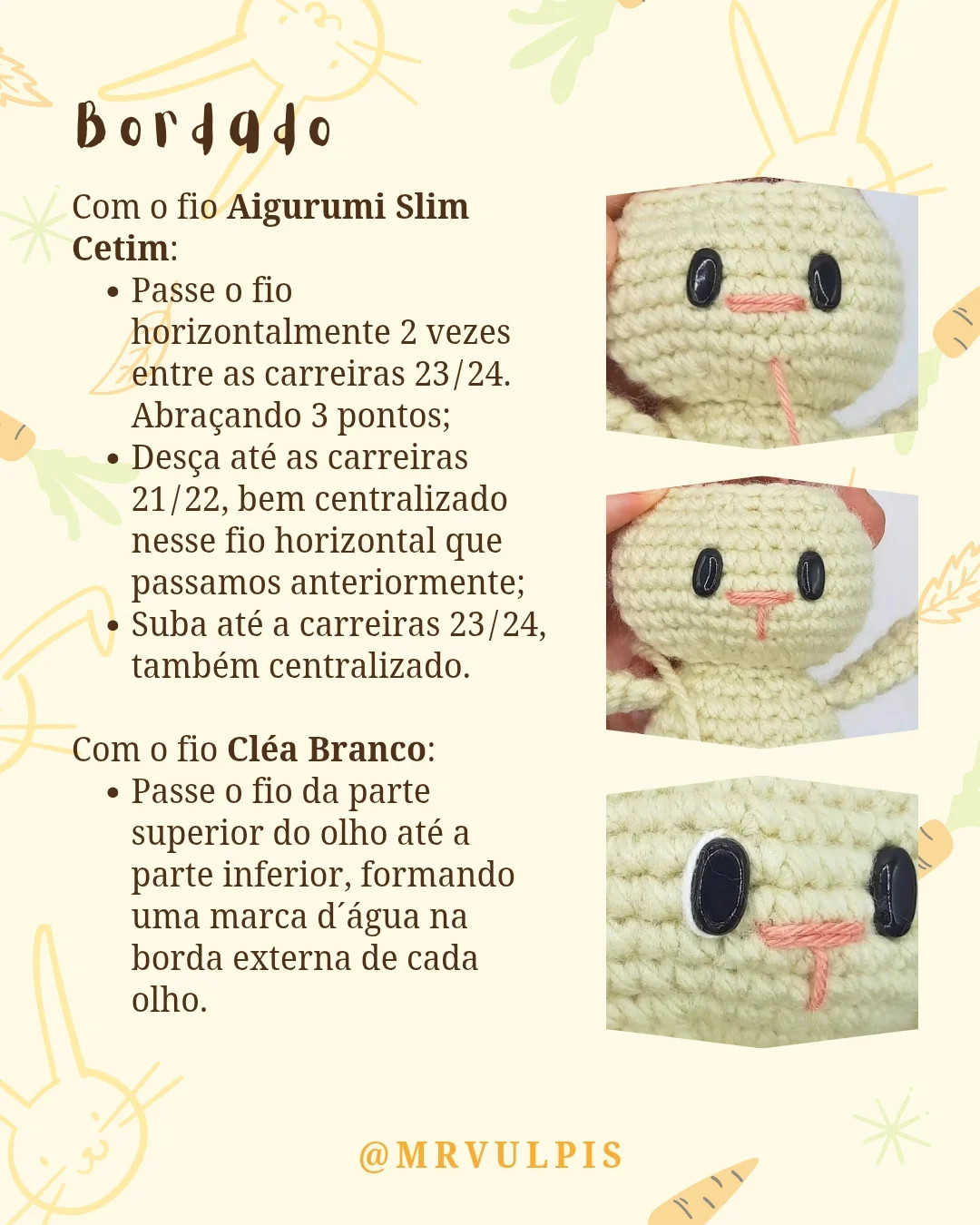 Gráfico de crochê: coelhos Stella e Jasper