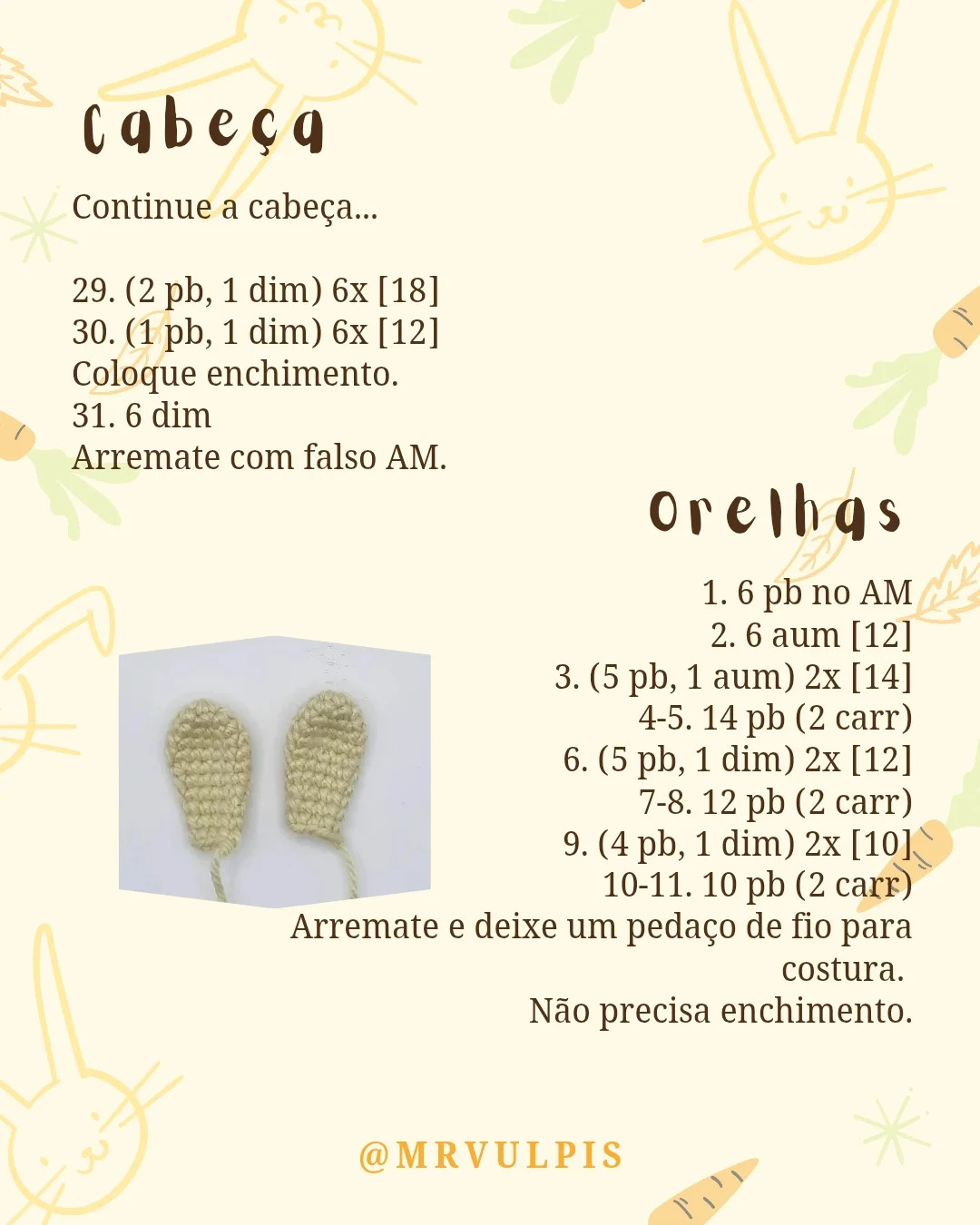 Gráfico de crochê: coelhos Stella e Jasper