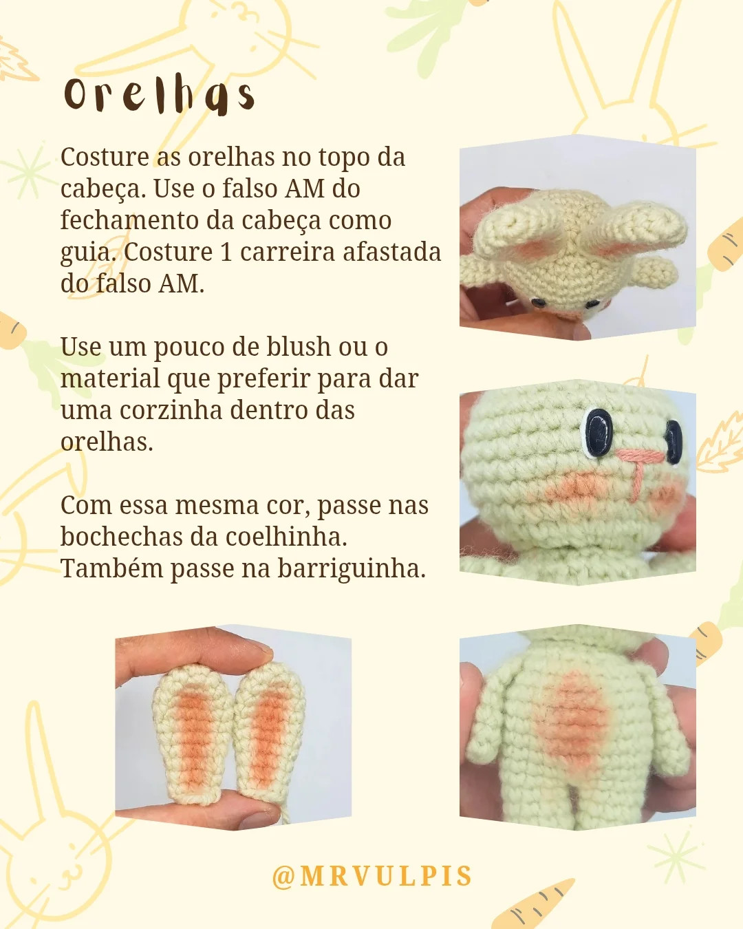 Gráfico de crochê: coelhos Stella e Jasper