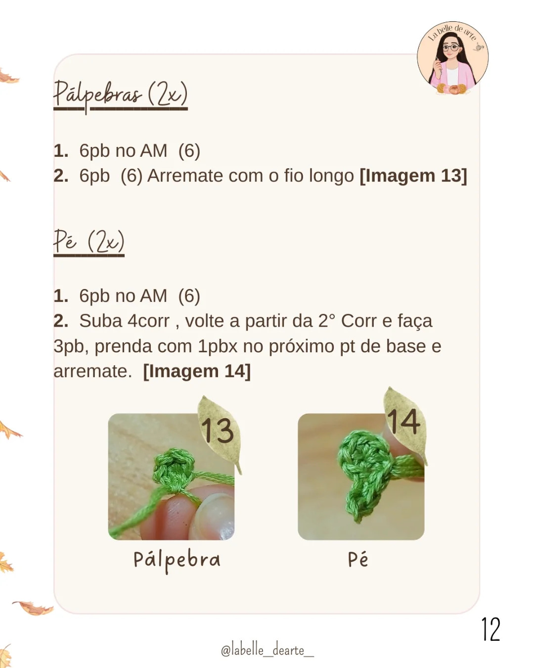 Gráfico de crochê: Cogumelos e Sapo Minúsculo