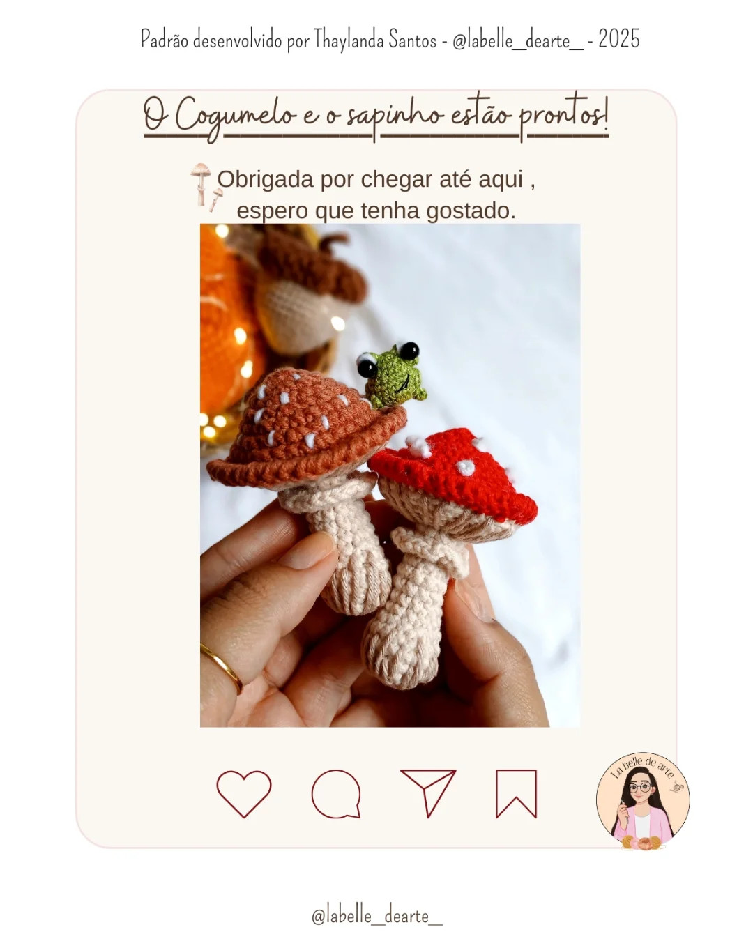 Gráfico de crochê: Cogumelos e Sapo Minúsculo
