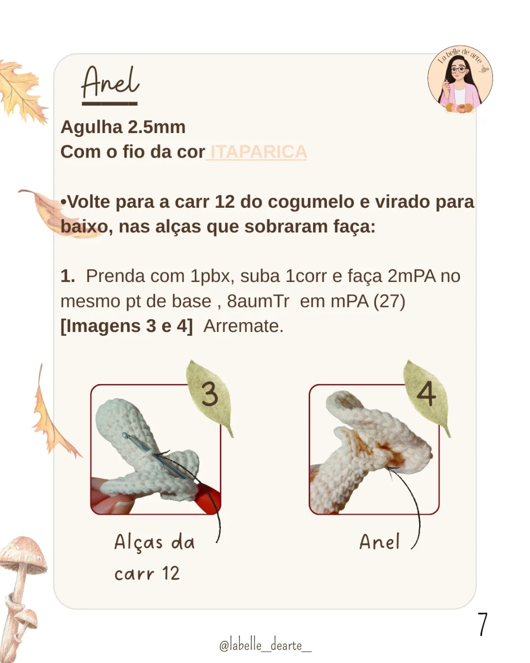 Gráfico de crochê: Cogumelos e Sapo Minúsculo