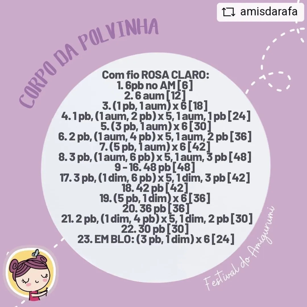Gráfico de crochê da Antonella, a polvinha: receita grátis.