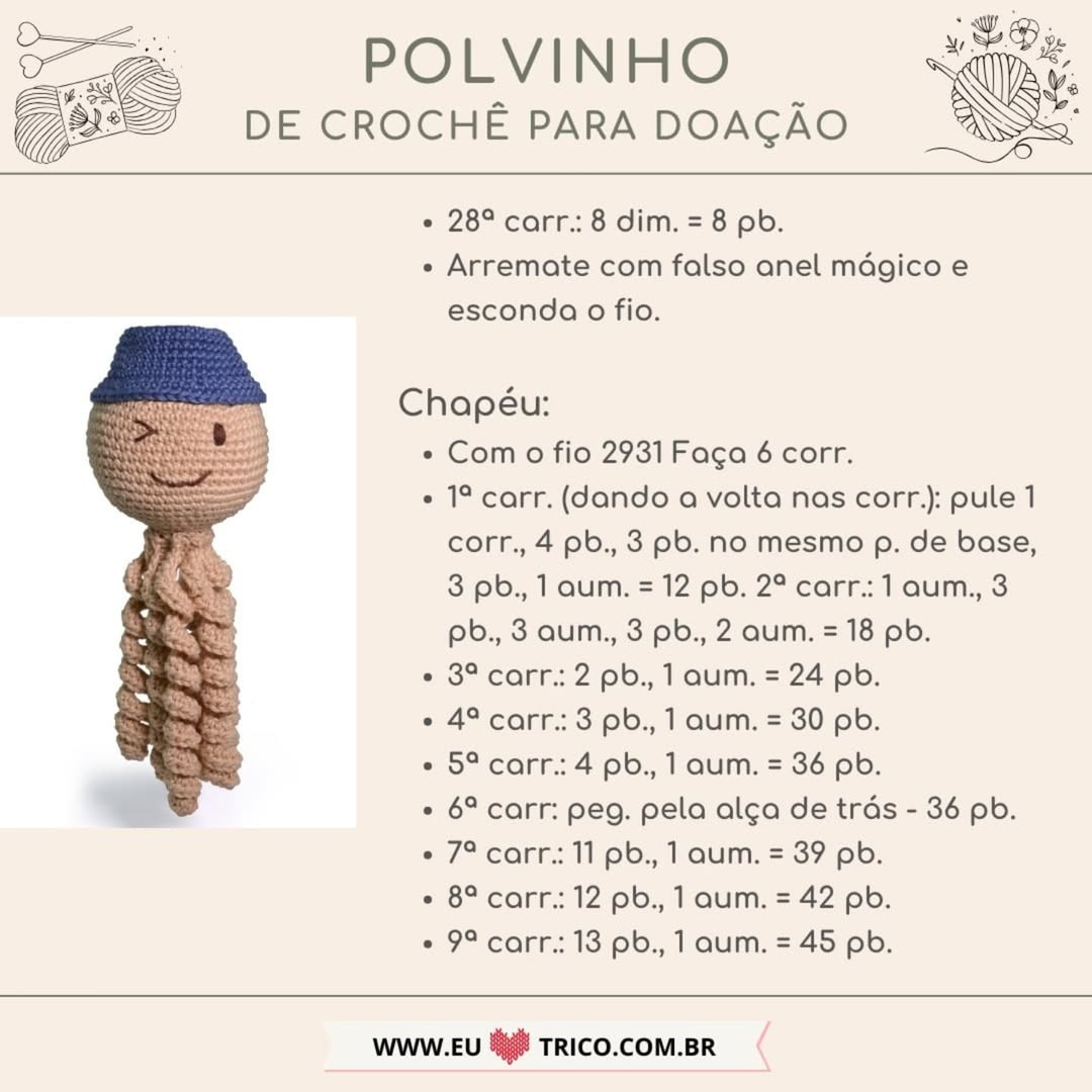 Gráfico de crochê de polvo para doação.