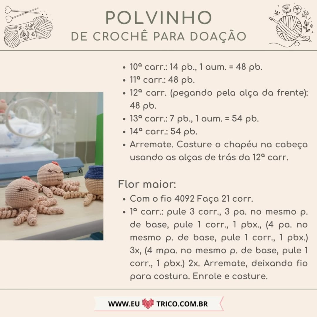 Gráfico de crochê de polvo para doação.
