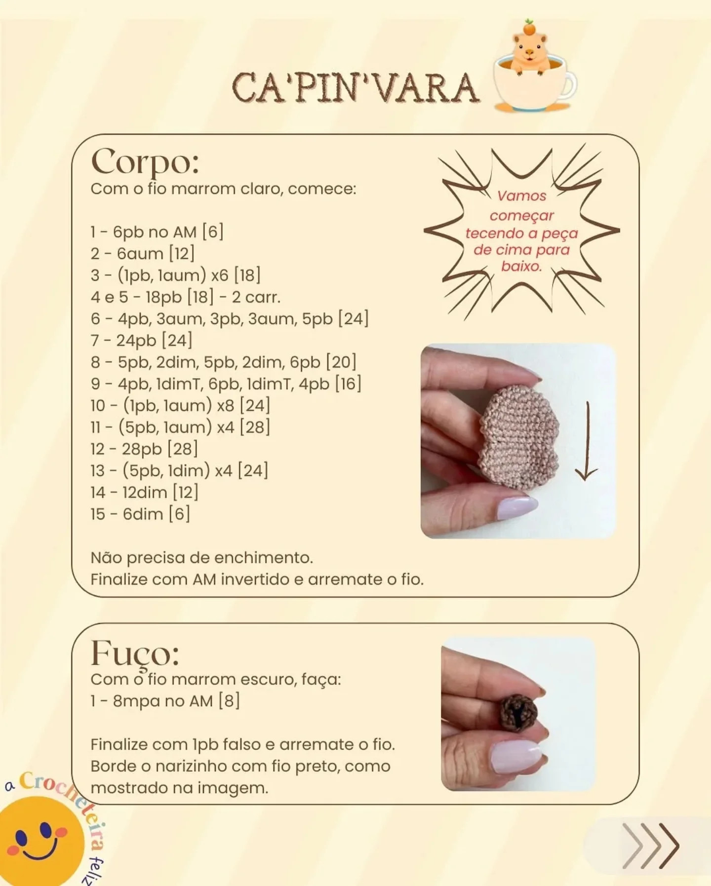 Gráfico de crochê de ursinho em xícara de café: receita gratuita.