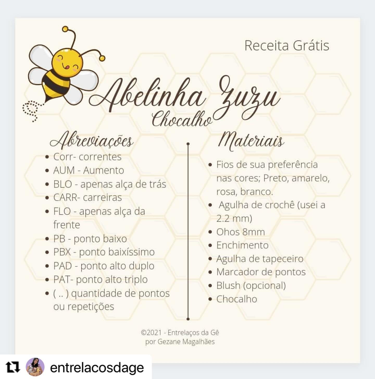 Gráfico de crochê grátis: Abelhinha Zuzu