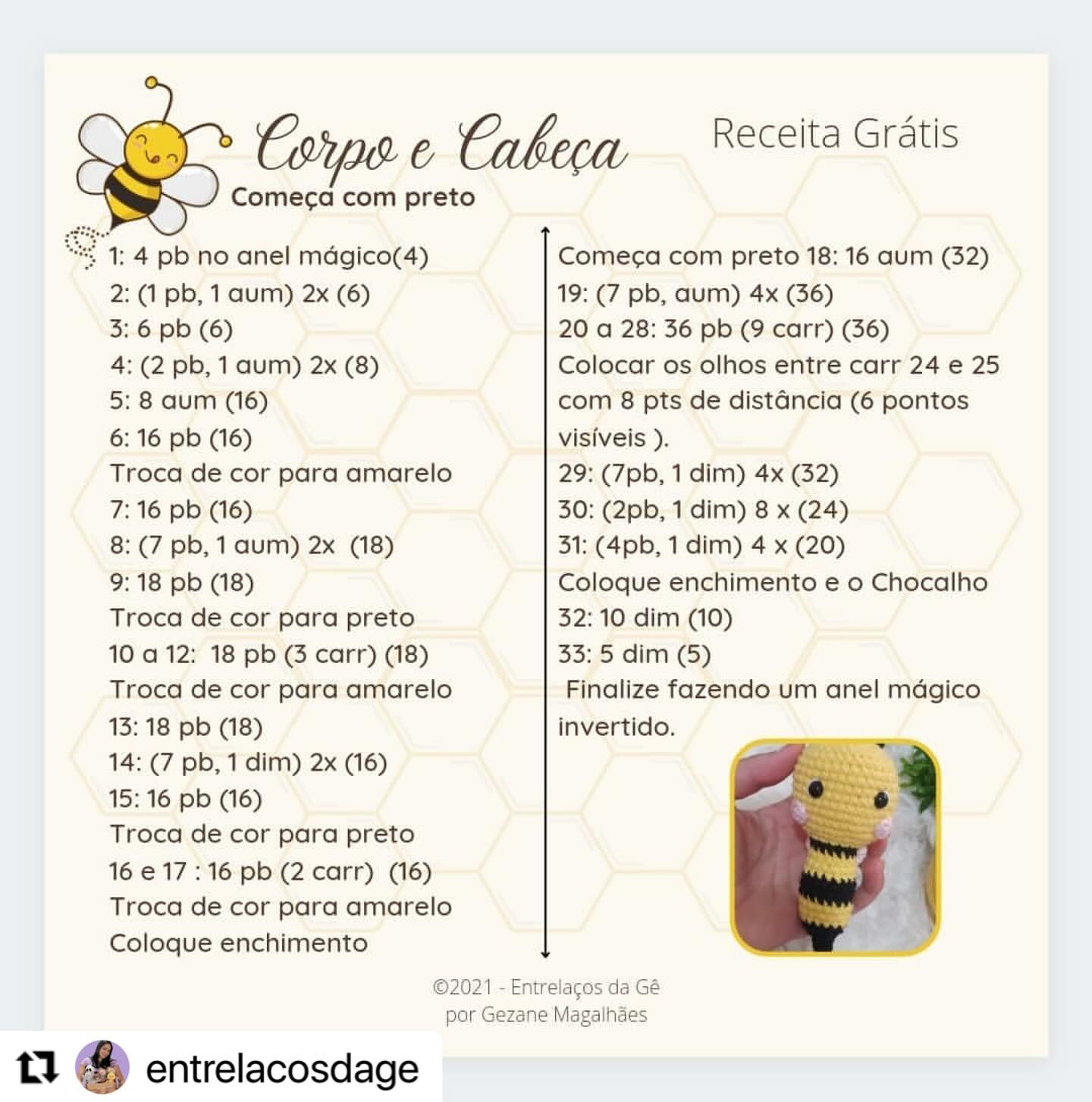 Gráfico de crochê grátis: Abelhinha Zuzu