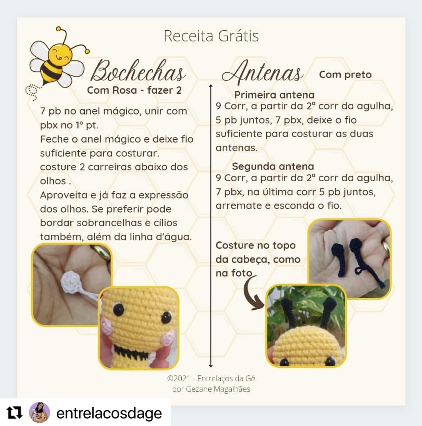 Gráfico de crochê grátis: Abelhinha Zuzu