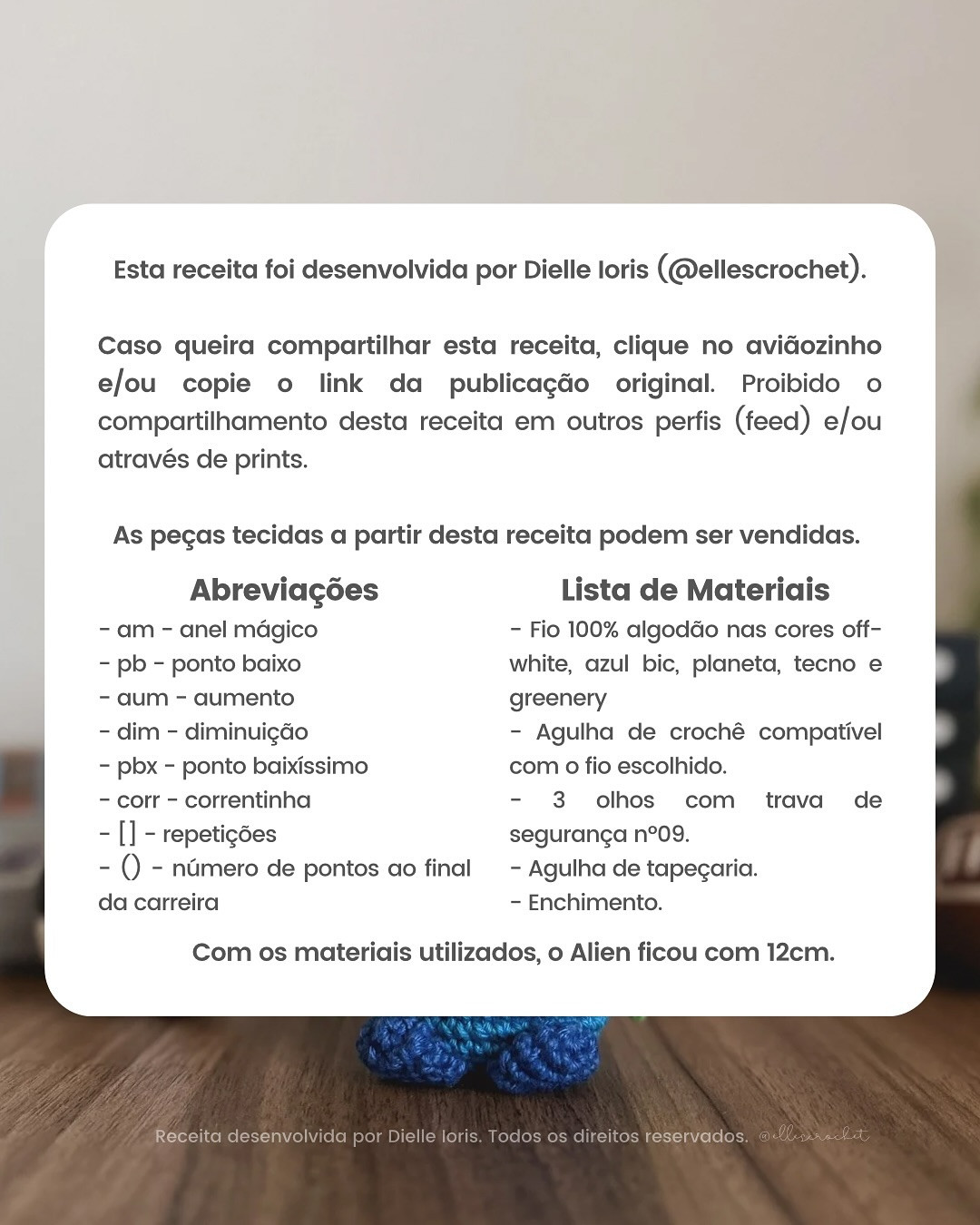 Gráfico de crochê grátis: Alien do Desafio de Janeiro