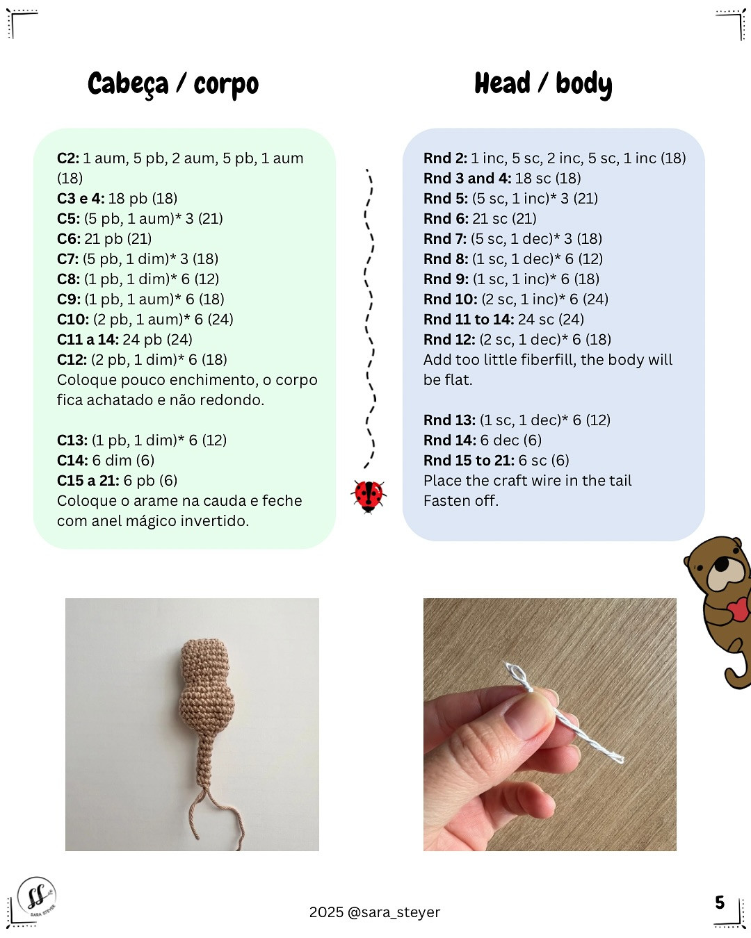 Gráfico de crochê grátis: Bebê lontra amigurumi