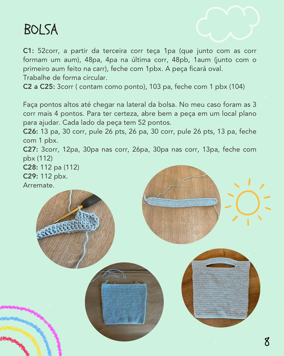 Gráfico de Crochê Grátis: Bolsa de Sol e Chuva