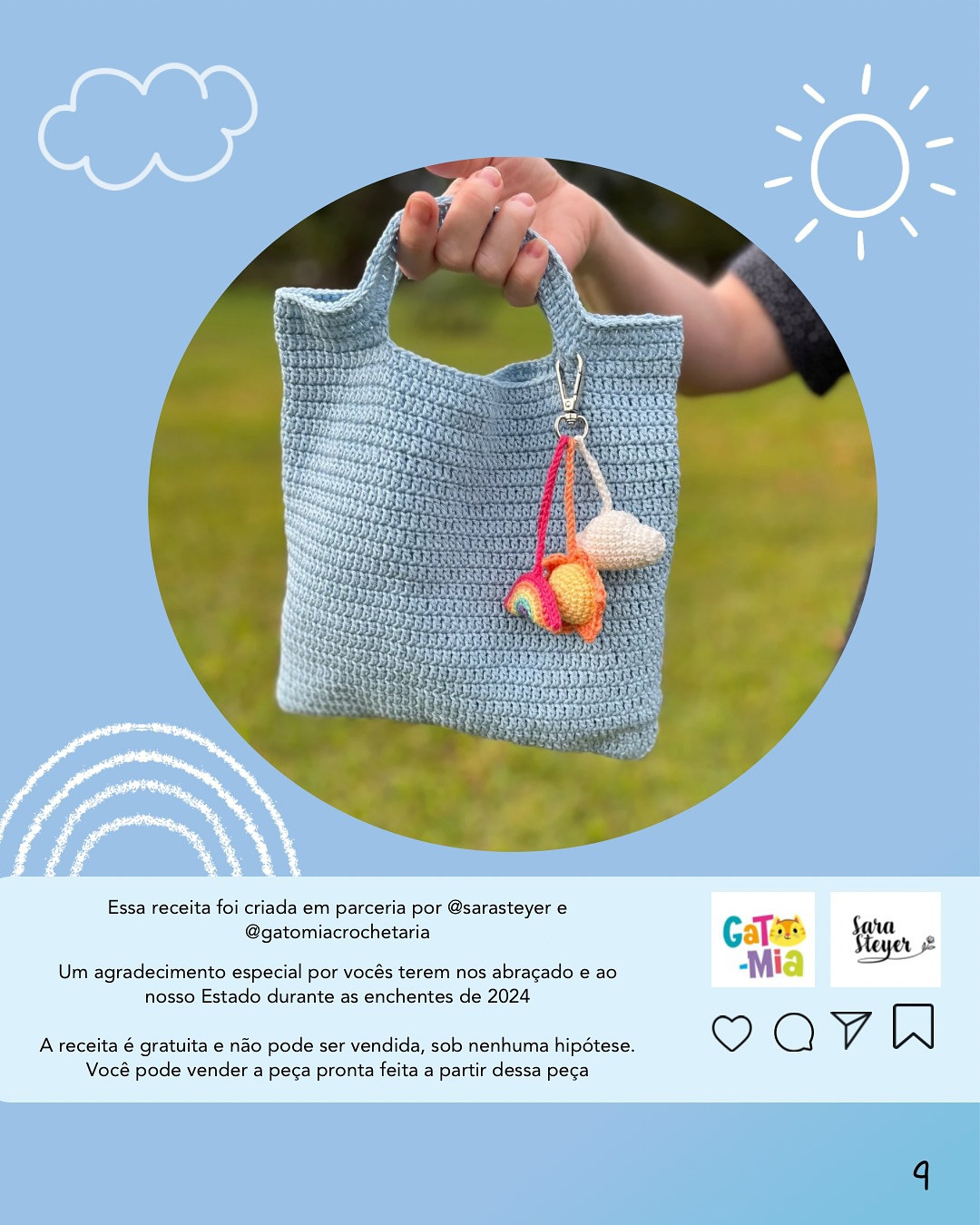 Gráfico de Crochê Grátis: Bolsa de Sol e Chuva