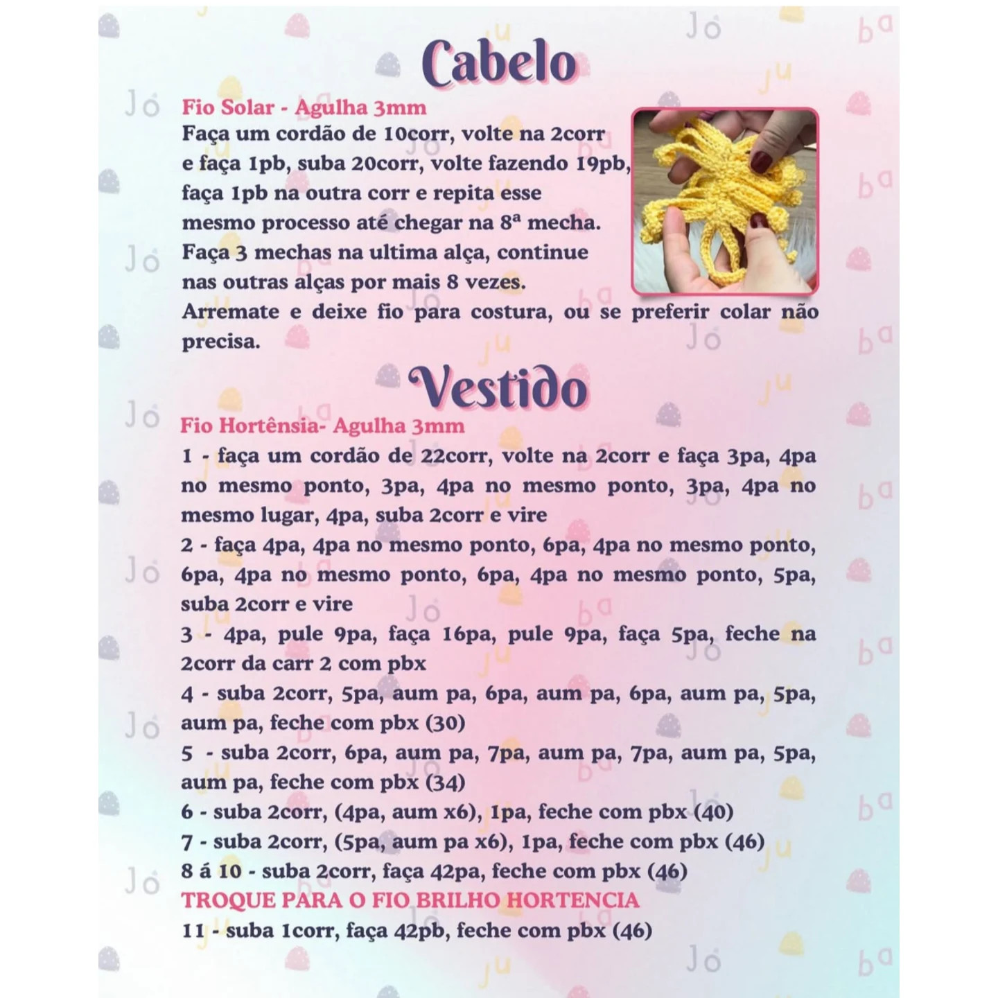 Gráfico de crochê grátis: Boneca Sofia