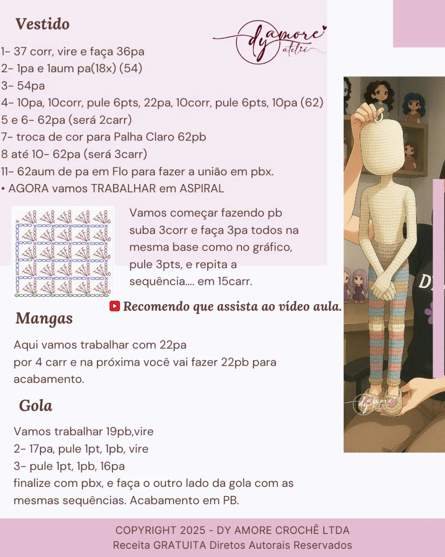 Gráfico de crochê grátis: Boneco Alana Supremo