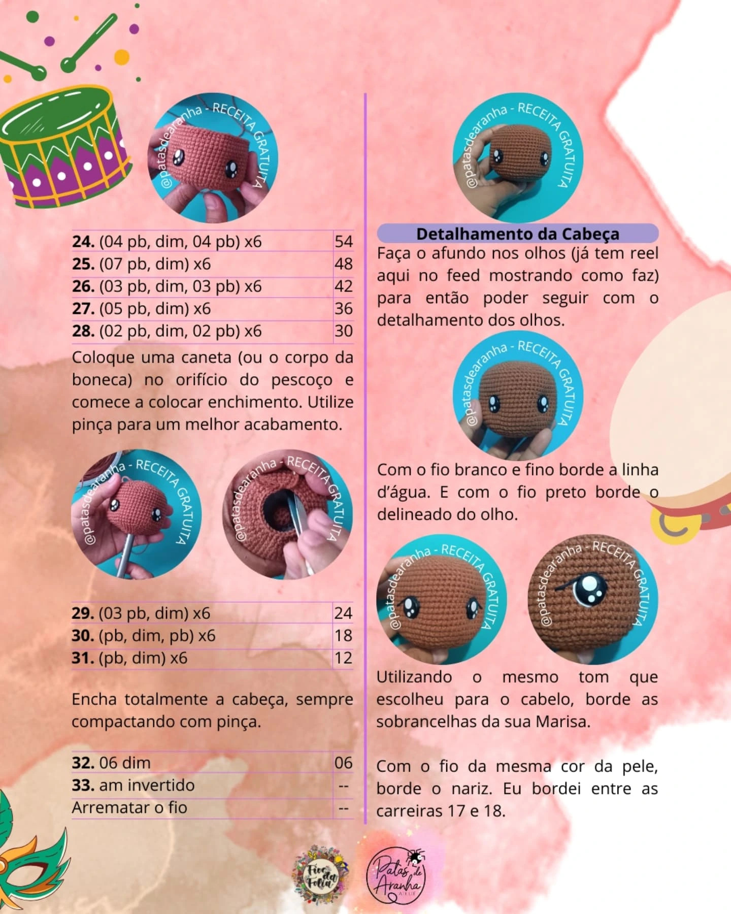 Gráfico de crochê grátis: Boneco Marisa, sem costura!