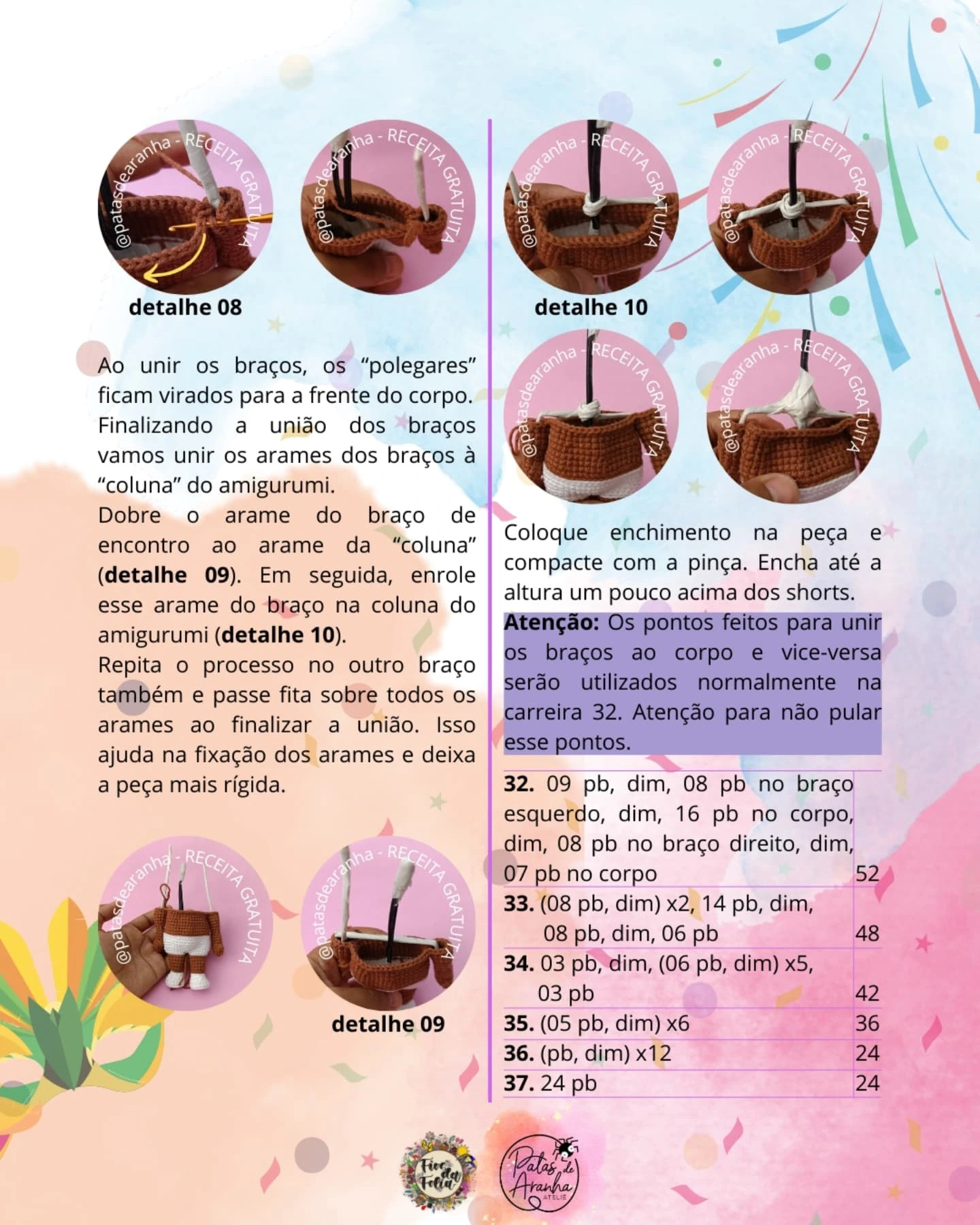 Gráfico de crochê grátis: Boneco Marisa, sem costura!