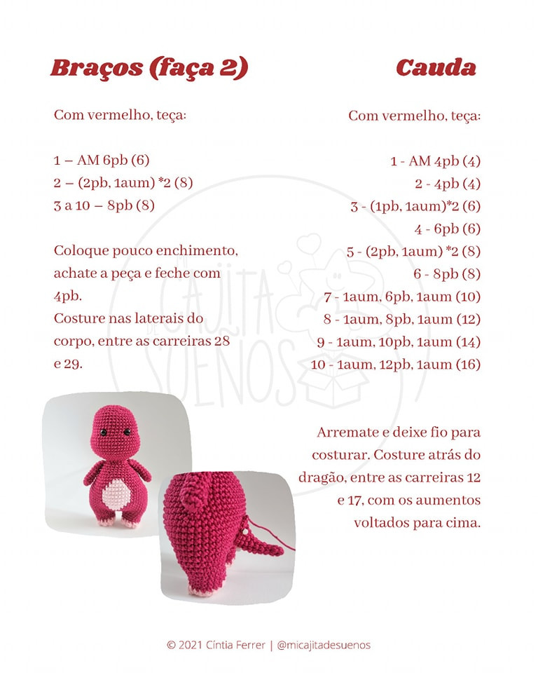Gráfico de crochê grátis: Boris, o dragão