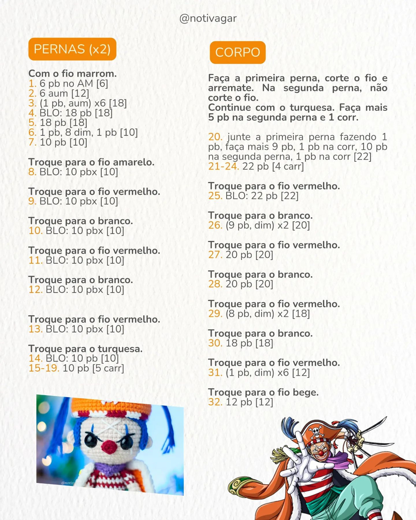Gráfico de crochê grátis: Buggy, o palhaço