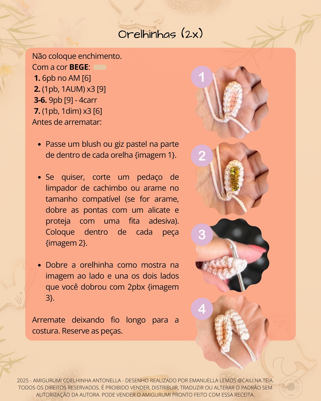 Gráfico de crochê grátis: coelhinha Antonella na cestinha de Páscoa