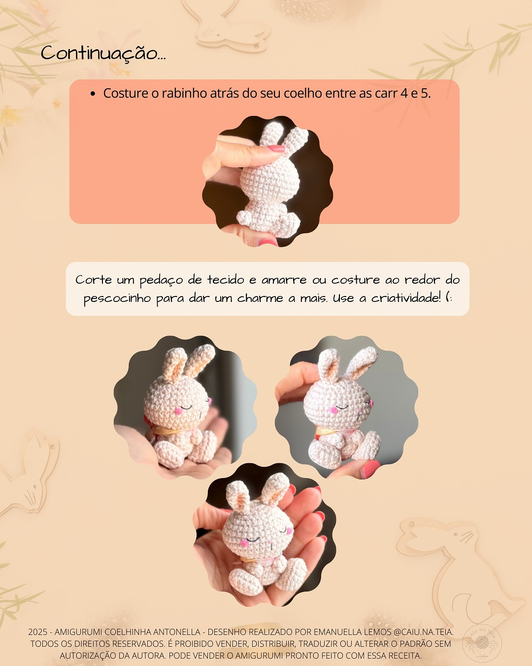 Gráfico de crochê grátis: coelhinha Antonella na cestinha de Páscoa