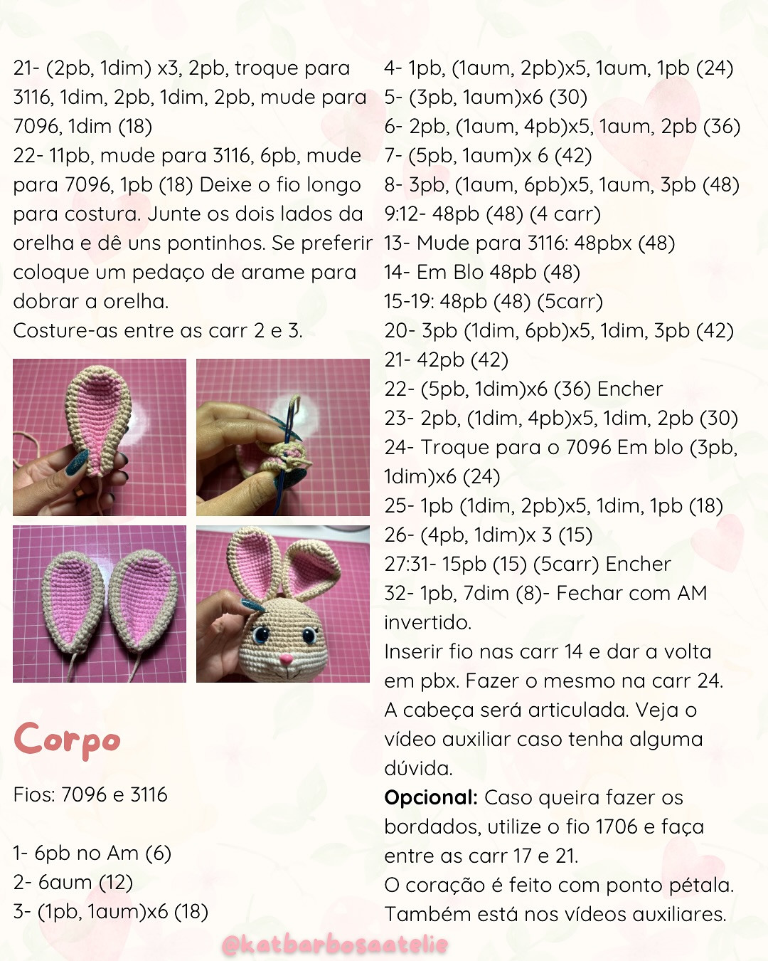 Gráfico de crochê grátis: coelhinha Chloe