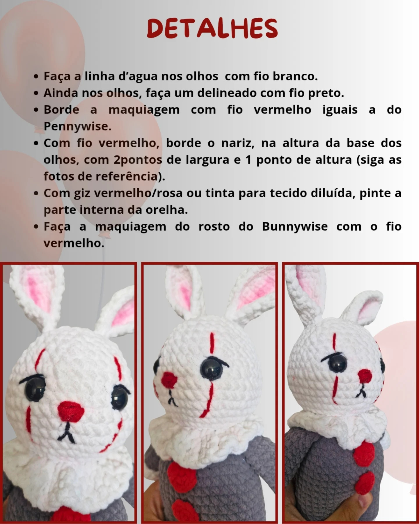 Gráfico de crochê grátis: coelhinho palhaço
