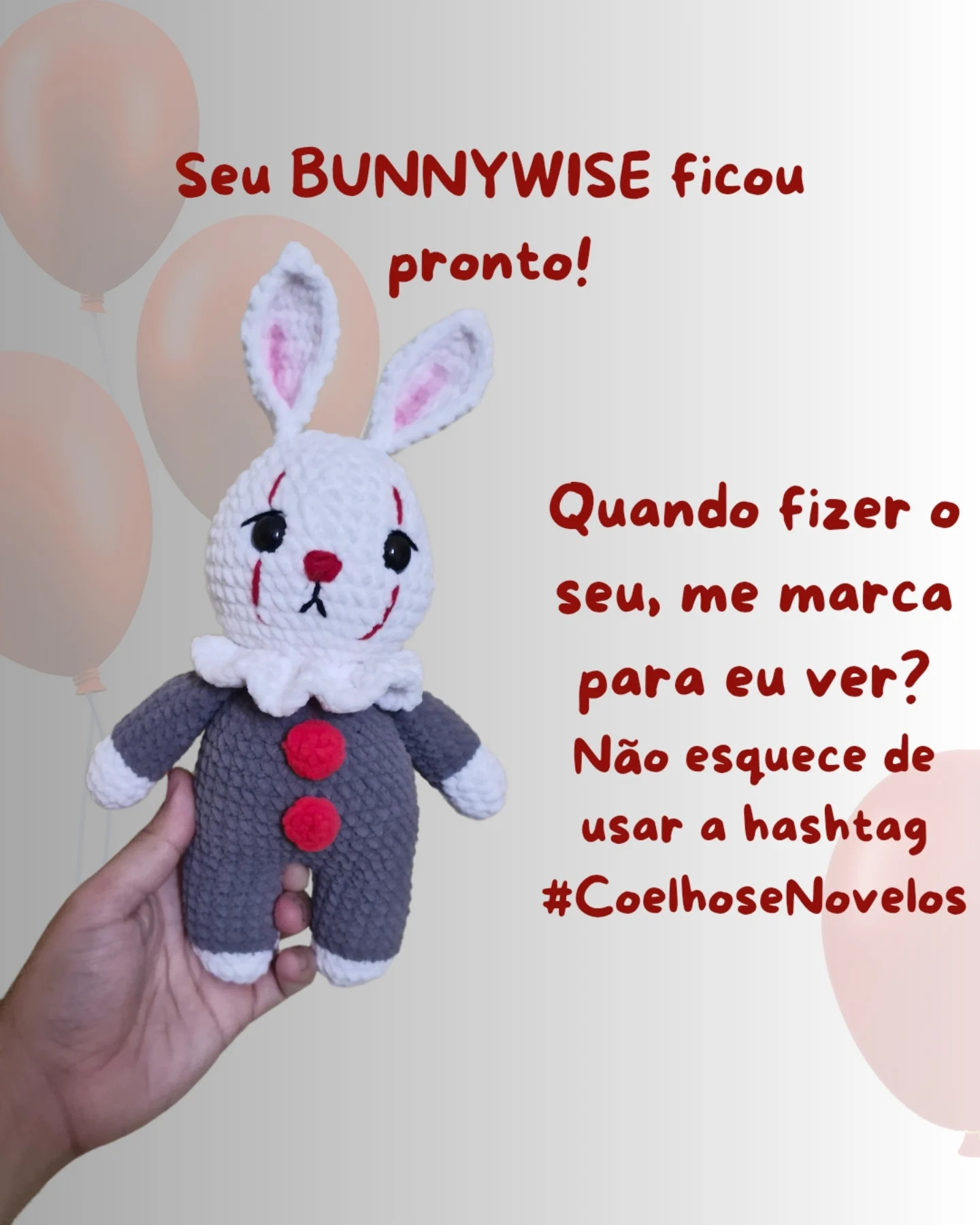 Gráfico de crochê grátis: coelhinho palhaço