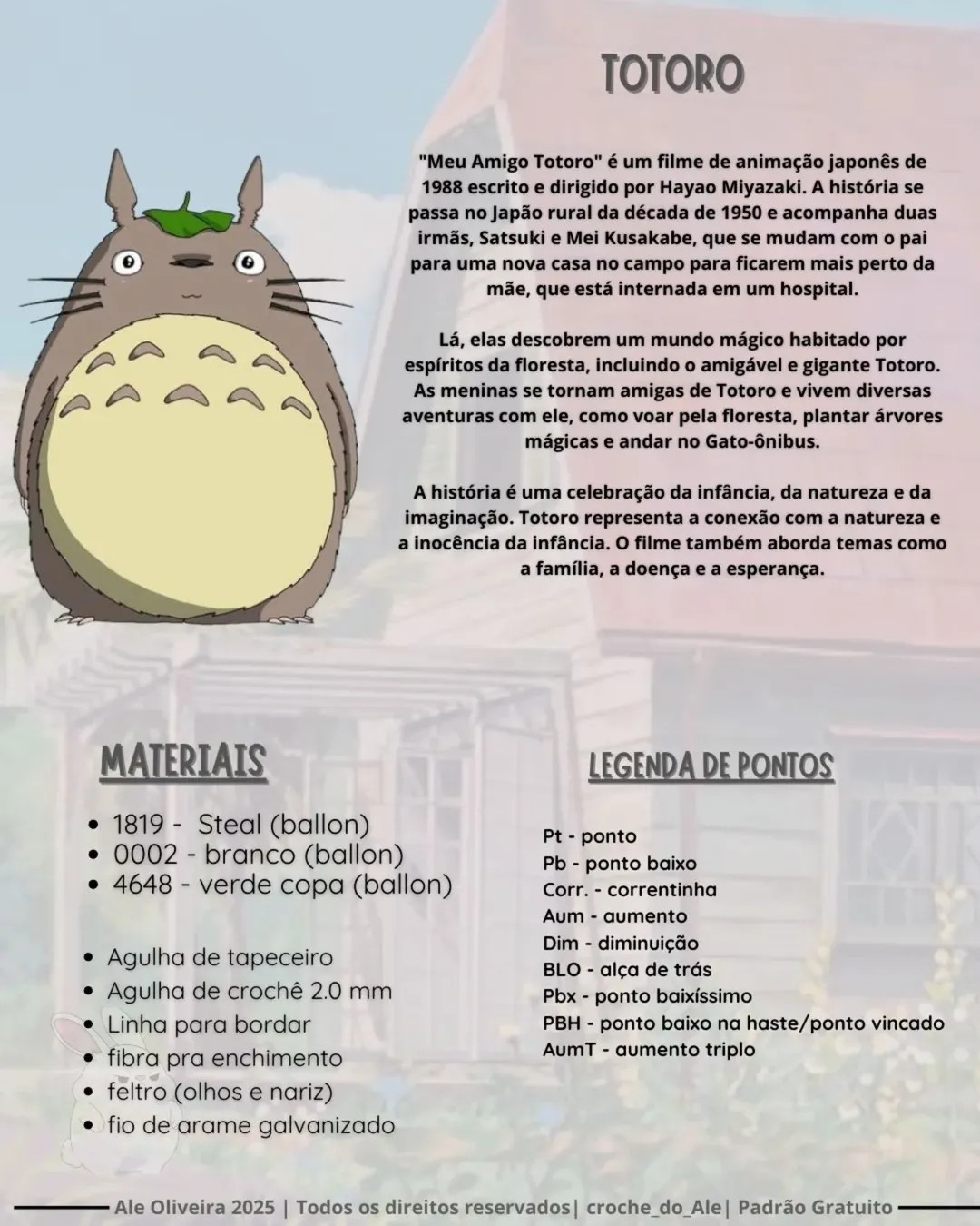 Gráfico de crochê grátis do meu amigo Totoro