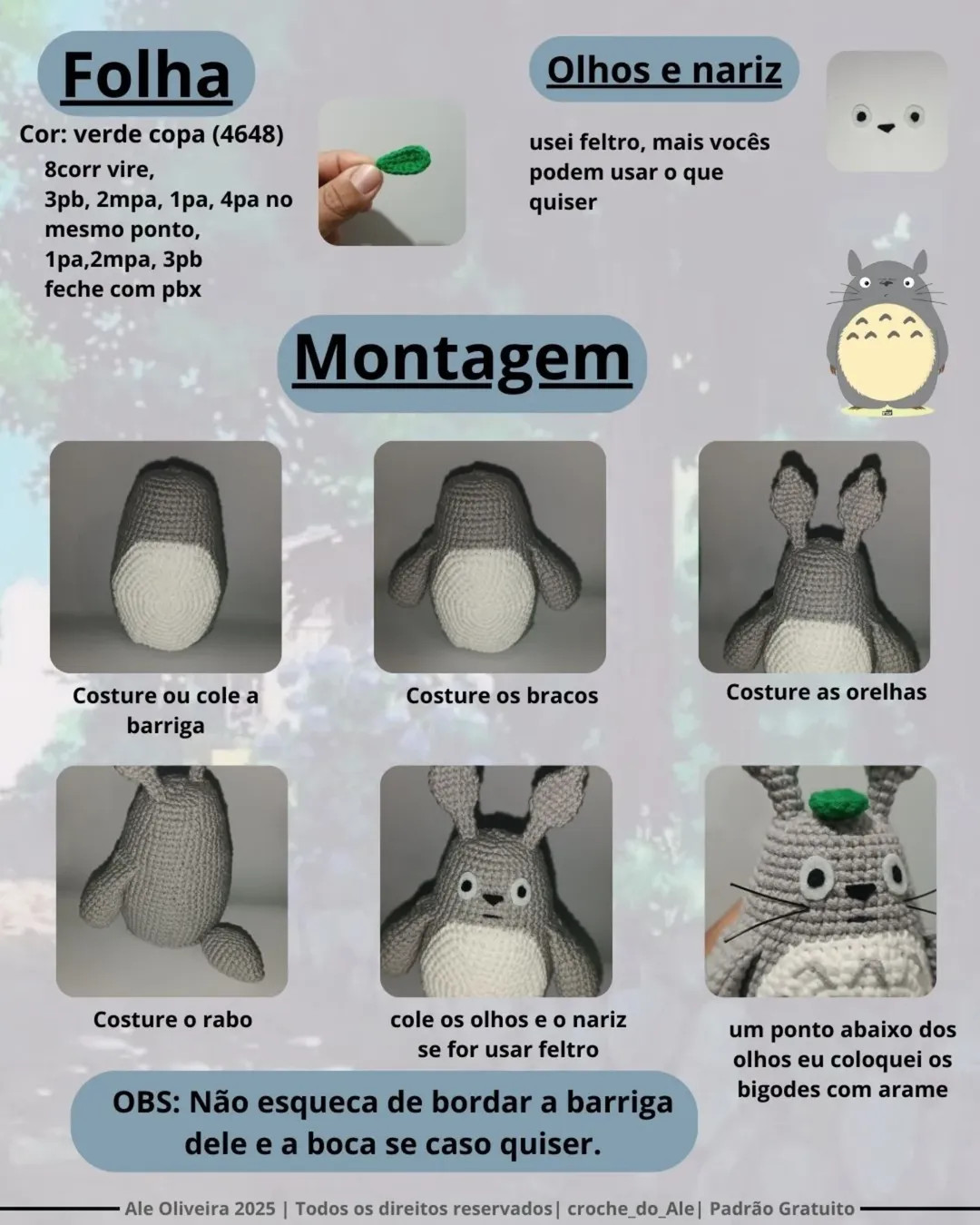 Gráfico de crochê grátis do meu amigo Totoro