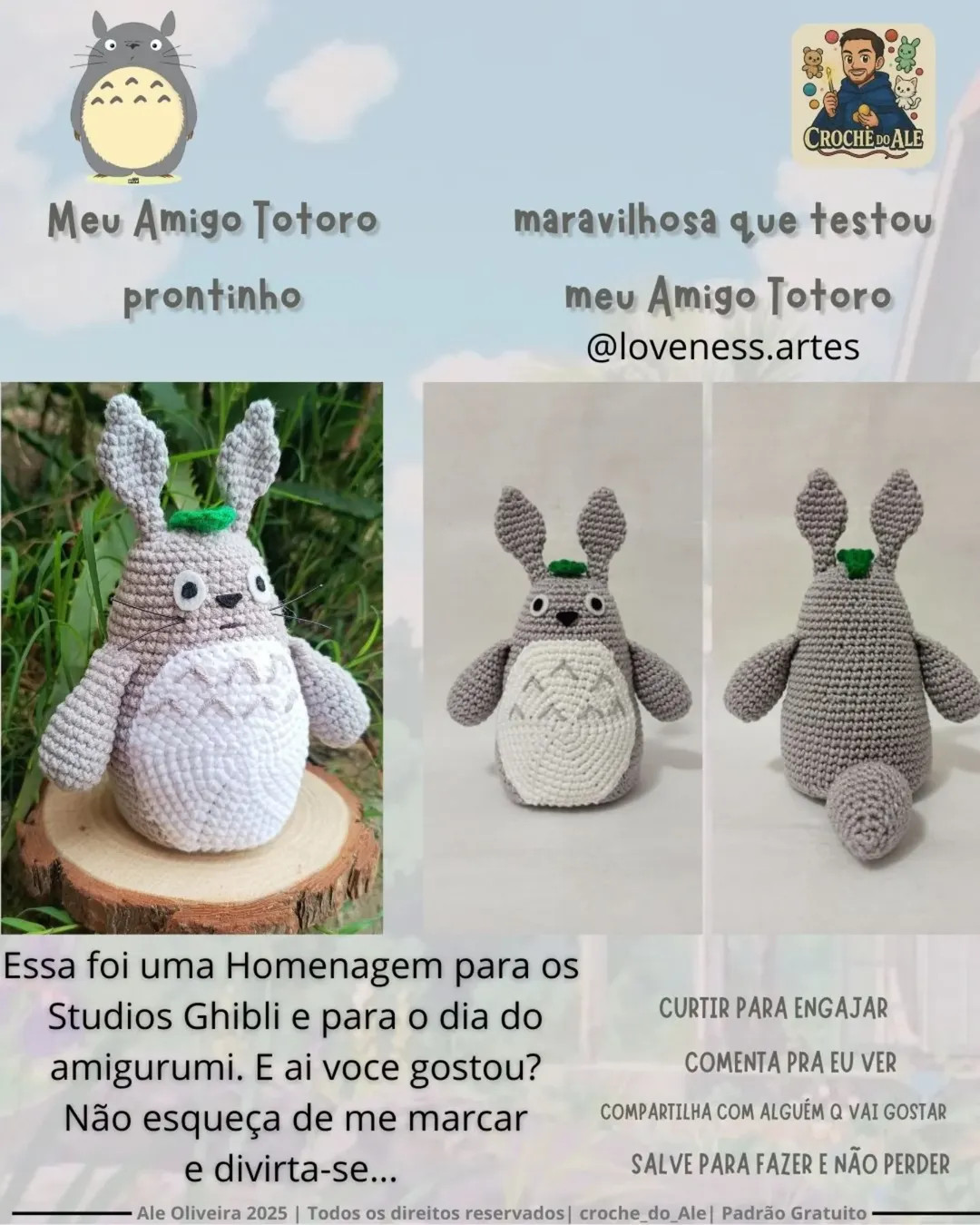 Gráfico de crochê grátis do meu amigo Totoro
