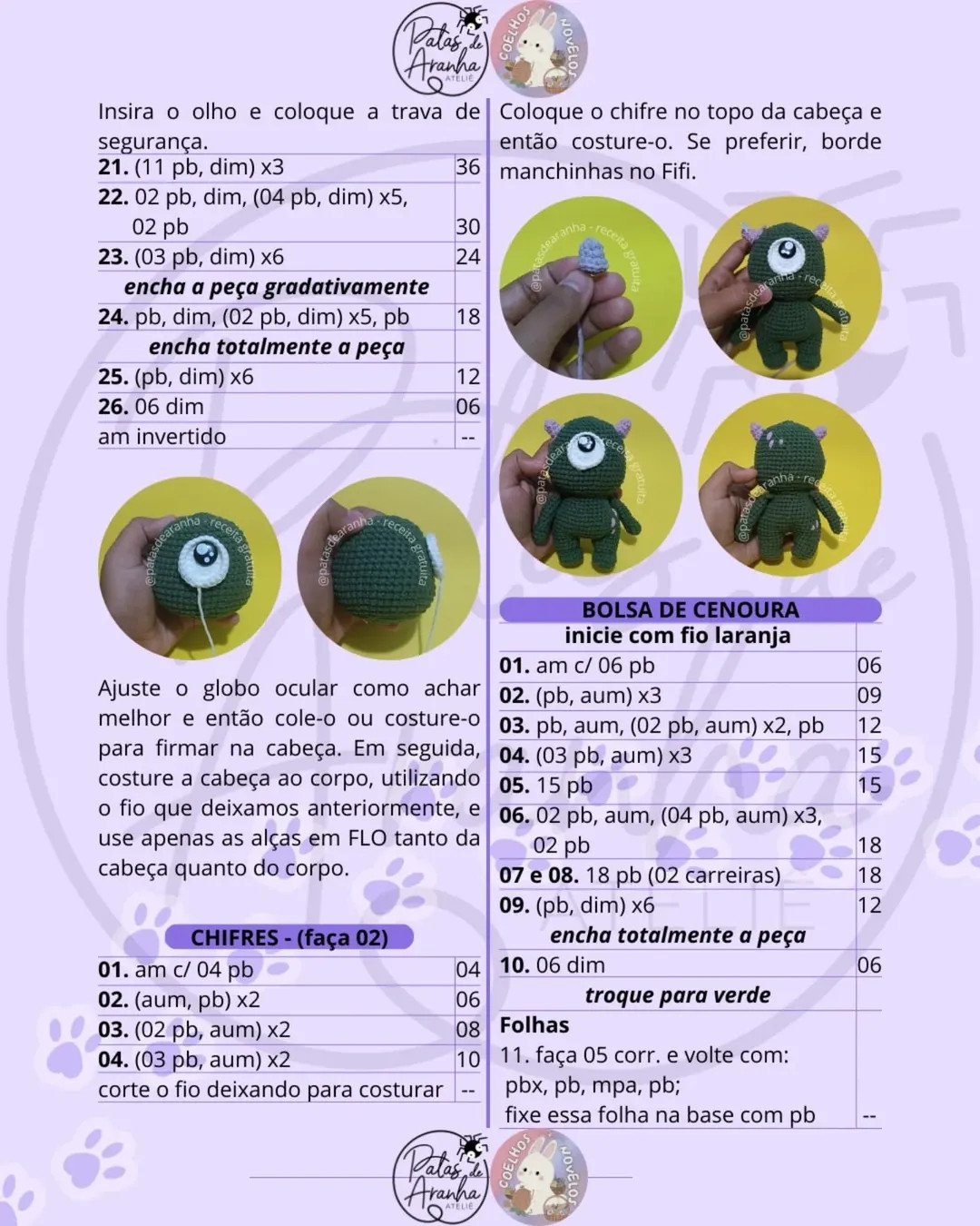 Gráfico de crochê grátis: Fifi, o monstrinho da Páscoa