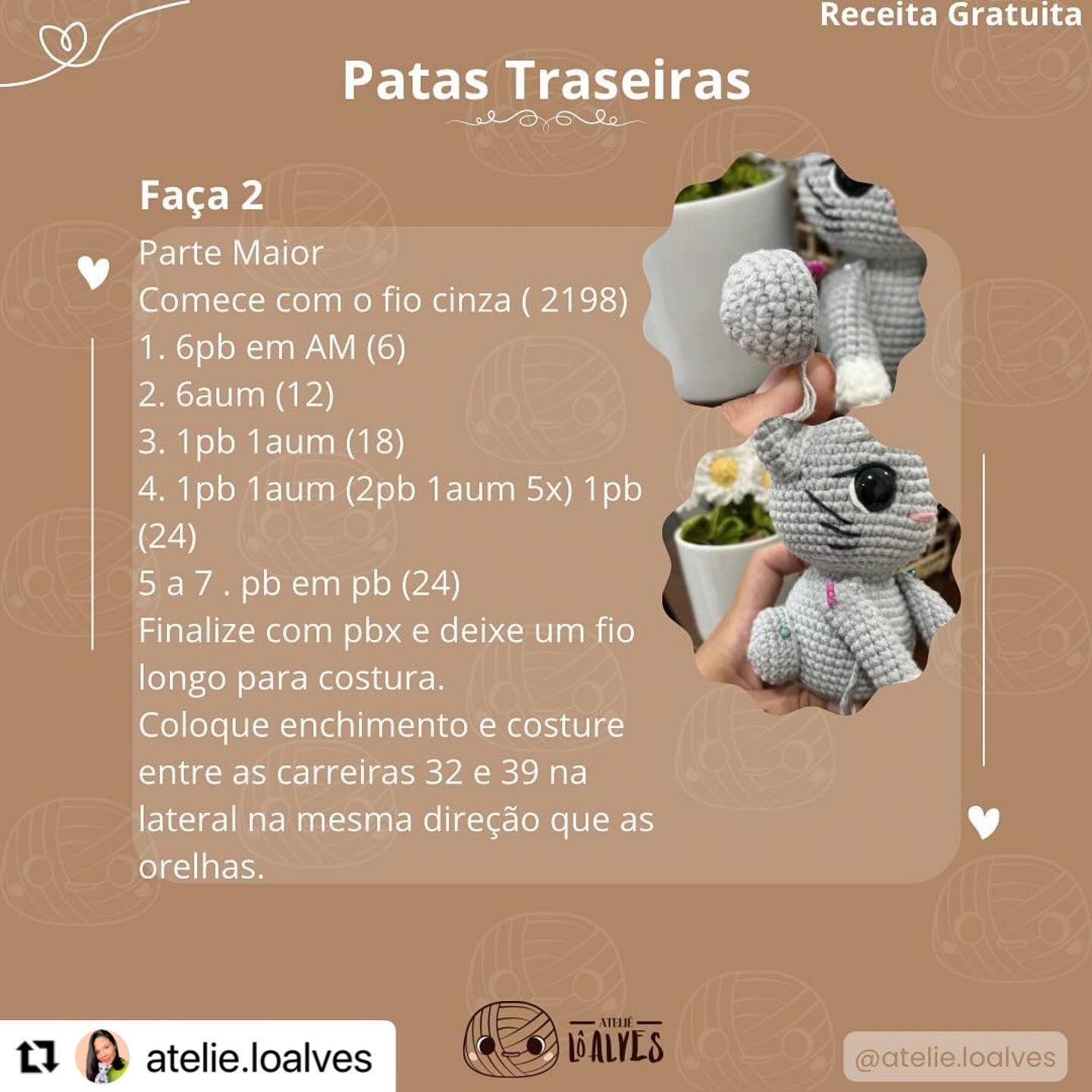 Gráfico de crochê grátis: Gatinha charmosa com gorro e cachecol