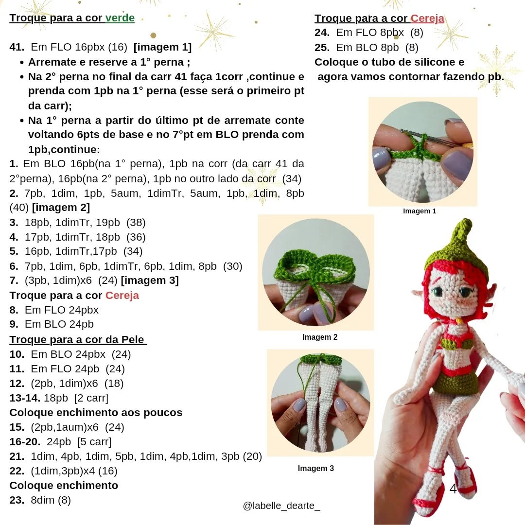 Gráfico de crochê grátis: Melina, a duende natalina de praia