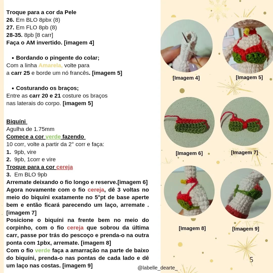 Gráfico de crochê grátis: Melina, a duende natalina de praia