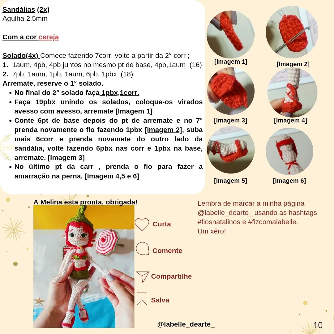 Gráfico de crochê grátis: Melina, a duende natalina de praia