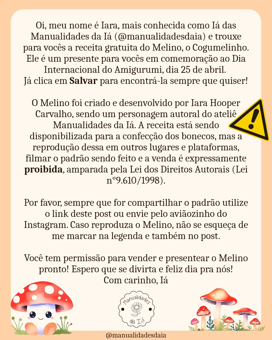 Gráfico de crochê grátis: Melino, o cogumelinho