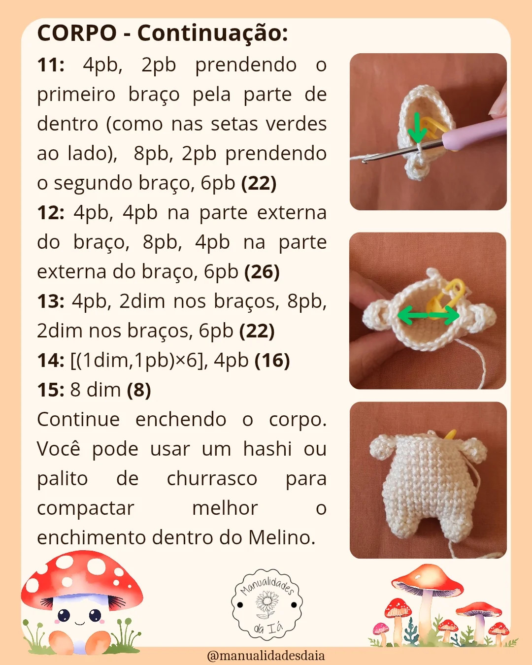 Gráfico de crochê grátis: Melino, o cogumelinho