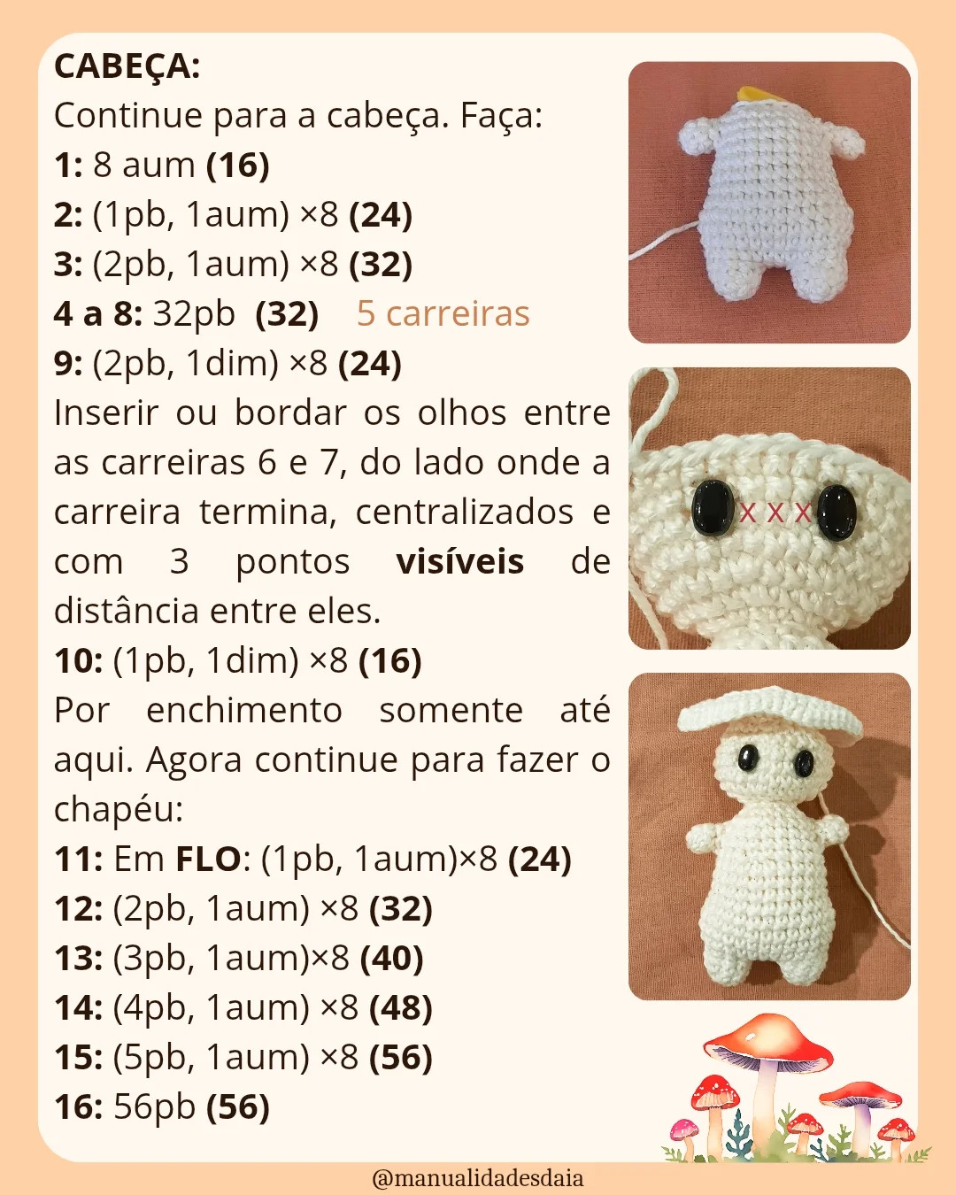 Gráfico de crochê grátis: Melino, o cogumelinho