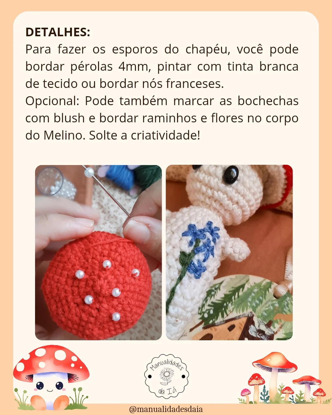 Gráfico de crochê grátis: Melino, o cogumelinho
