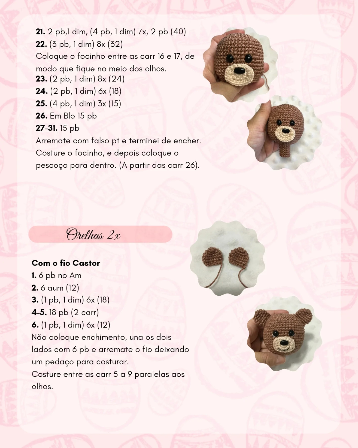 Gráfico de crochê grátis: Ursinho Théo com touca de coelho