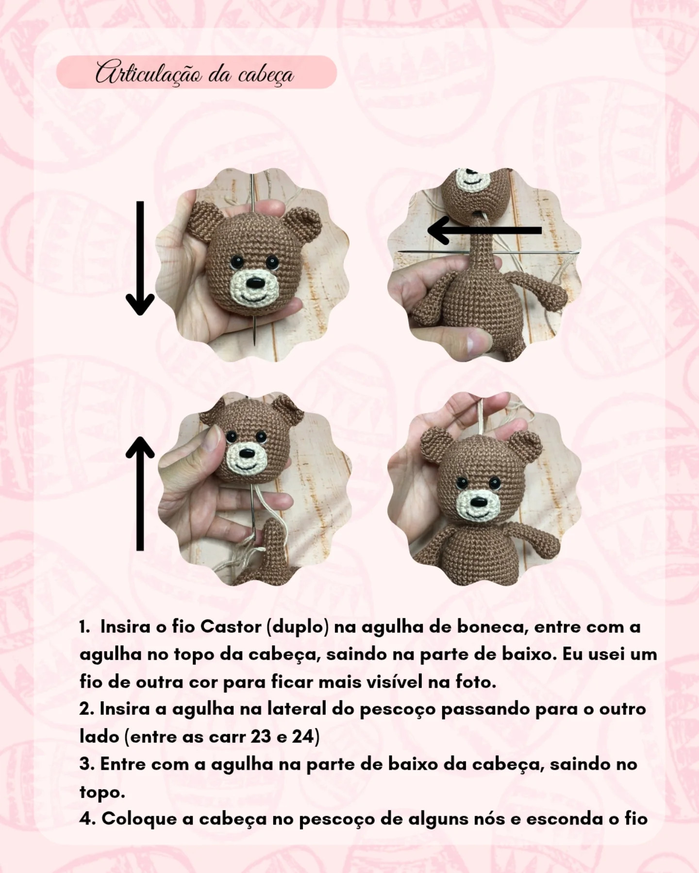 Gráfico de crochê grátis: Ursinho Théo com touca de coelho