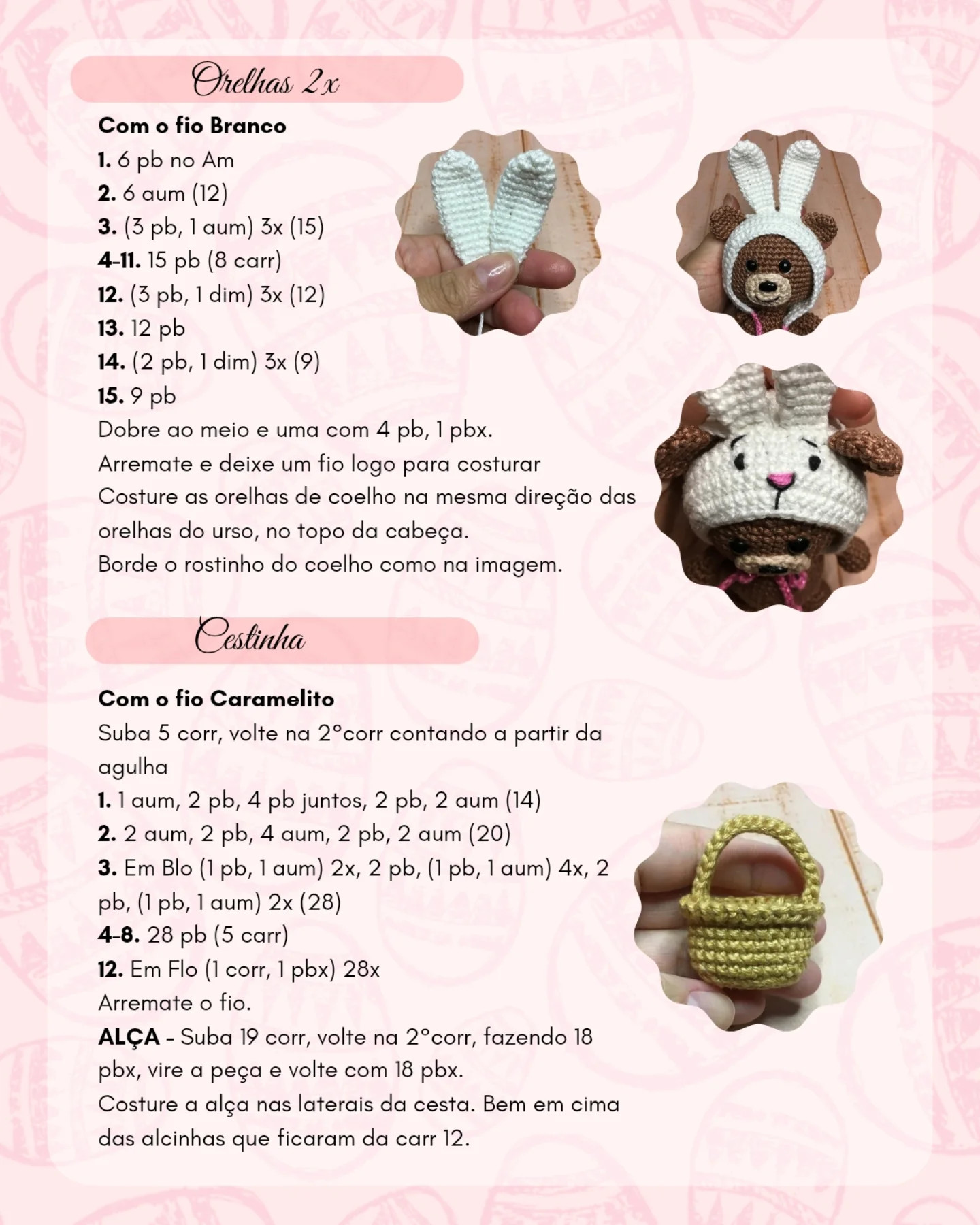 Gráfico de crochê grátis: Ursinho Théo com touca de coelho