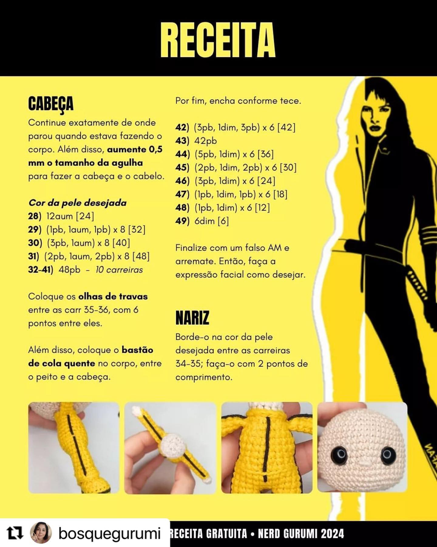 Gráfico de crochê gratuito: A Noiva de Kill Bill