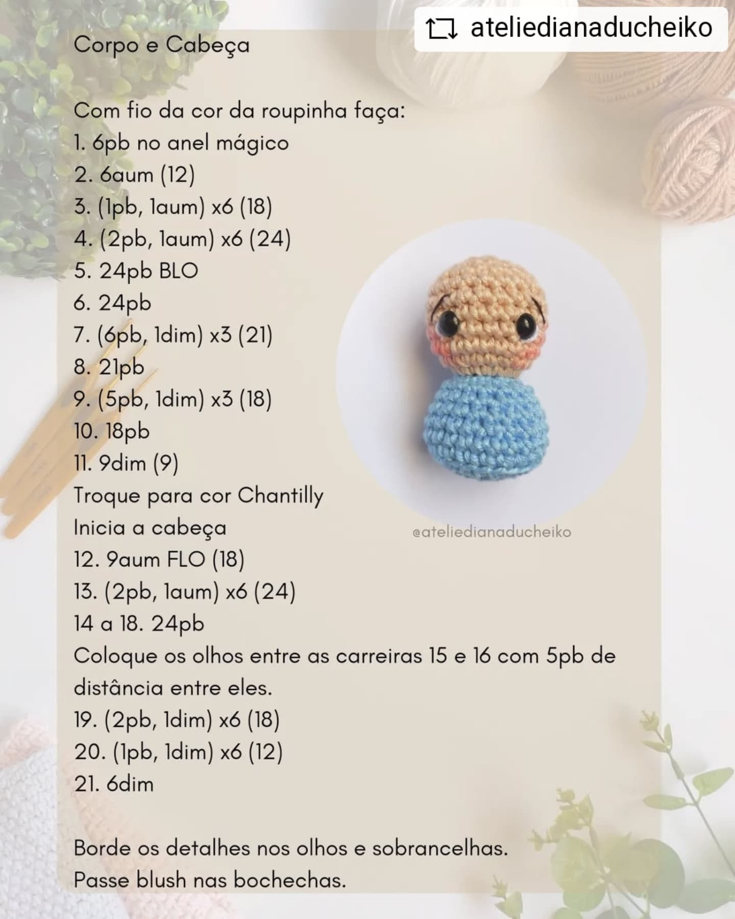 Gráfico de crochê gratuito: Anjinho amigurumi