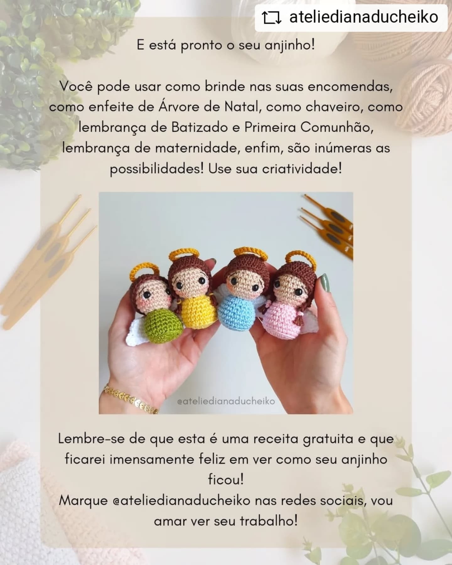 Gráfico de crochê gratuito: Anjinho amigurumi