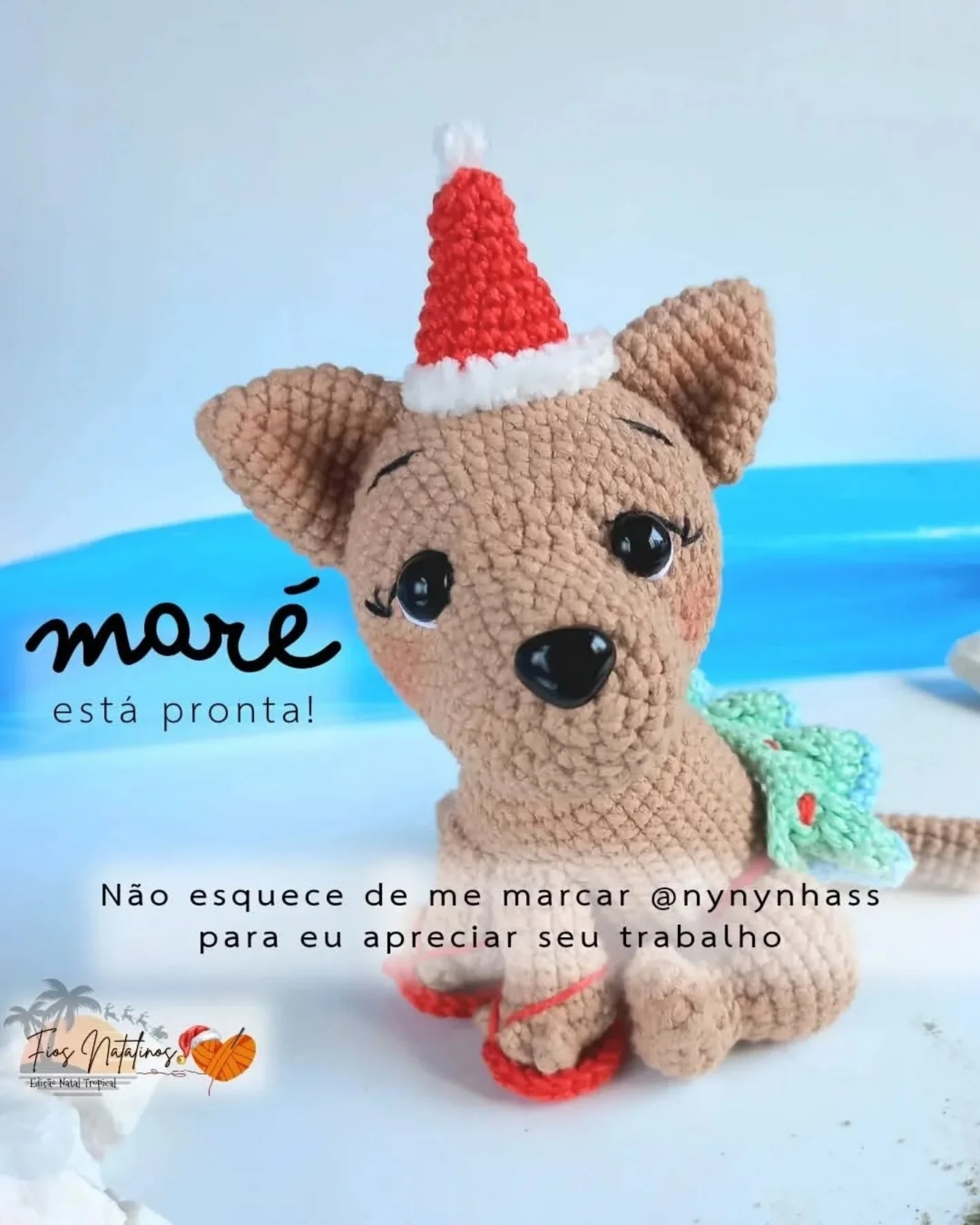 Gráfico de crochê gratuito: cachorrinho de praia de Natal