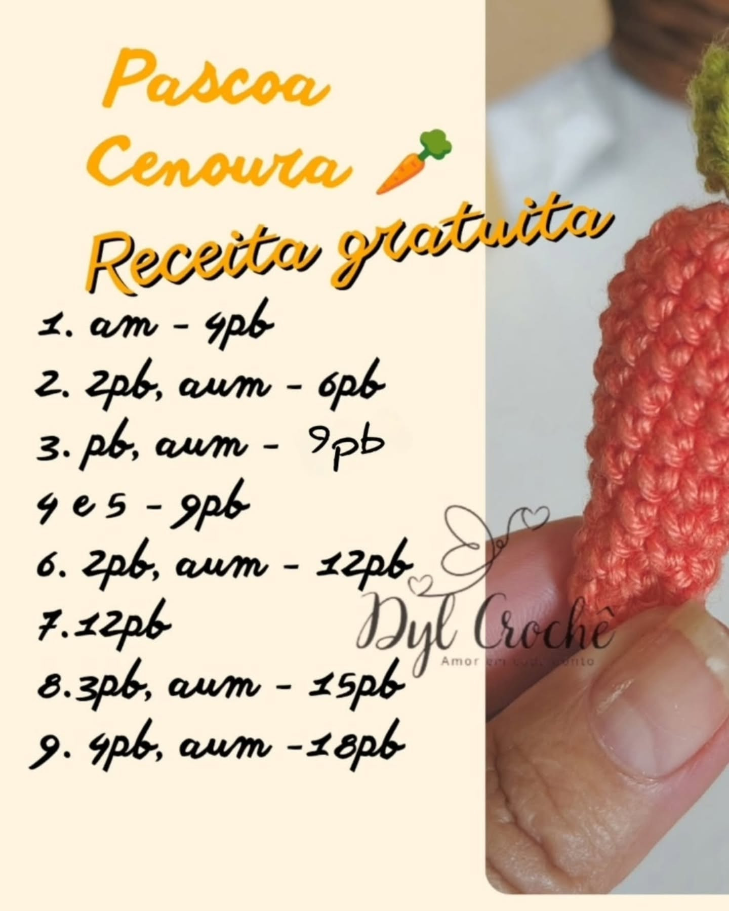 Gráfico de crochê gratuito: cenoura amigurumi