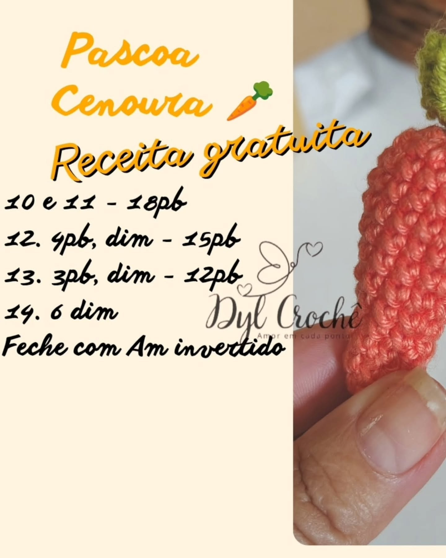 Gráfico de crochê gratuito: cenoura amigurumi