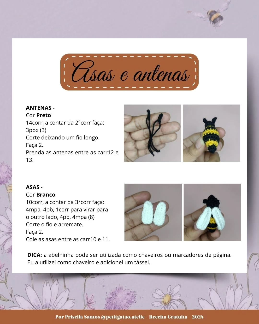 Gráfico de crochê gratuito: chaveiro abelhinha